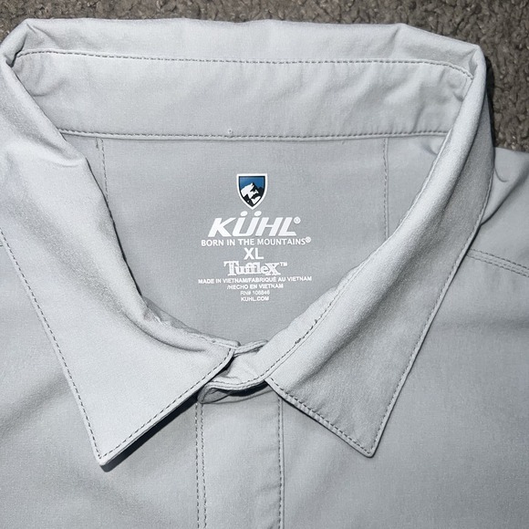Kuhl Shirt Mens XL Renegade Tufflex Light Gray Short Sleeve Performance Stretch - Picture 3 of 7